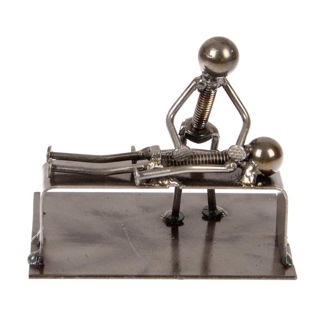 Masseuse-Themed Rustic Modern Recycled Metal Figurine - Relaxing Time