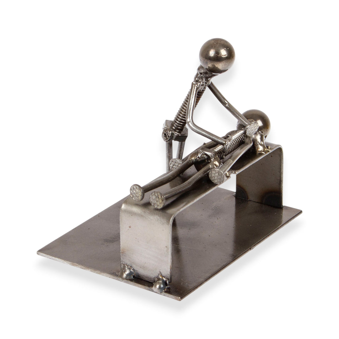 Masseuse-Themed Rustic Modern Recycled Metal Figurine - Relaxing Time