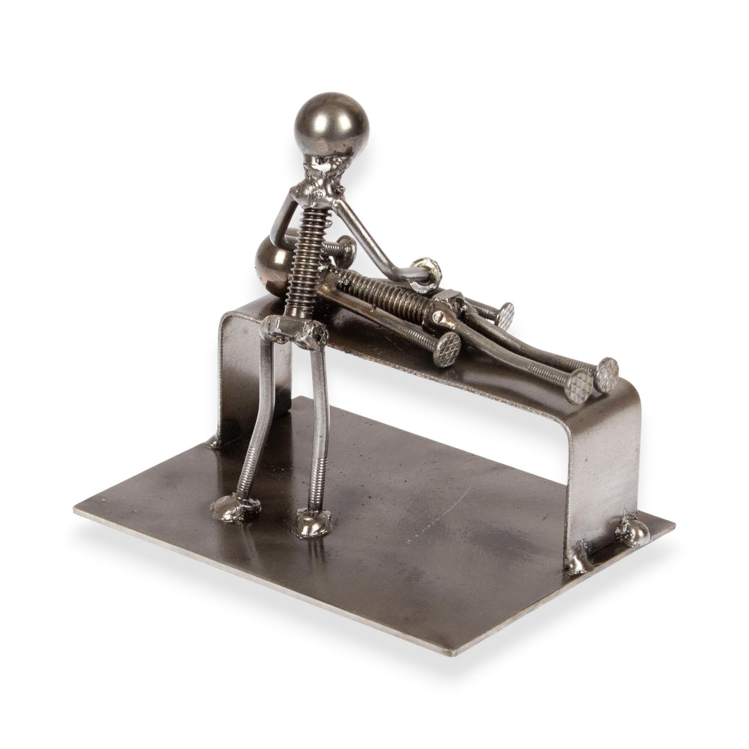 Masseuse-Themed Rustic Modern Recycled Metal Figurine - Relaxing Time