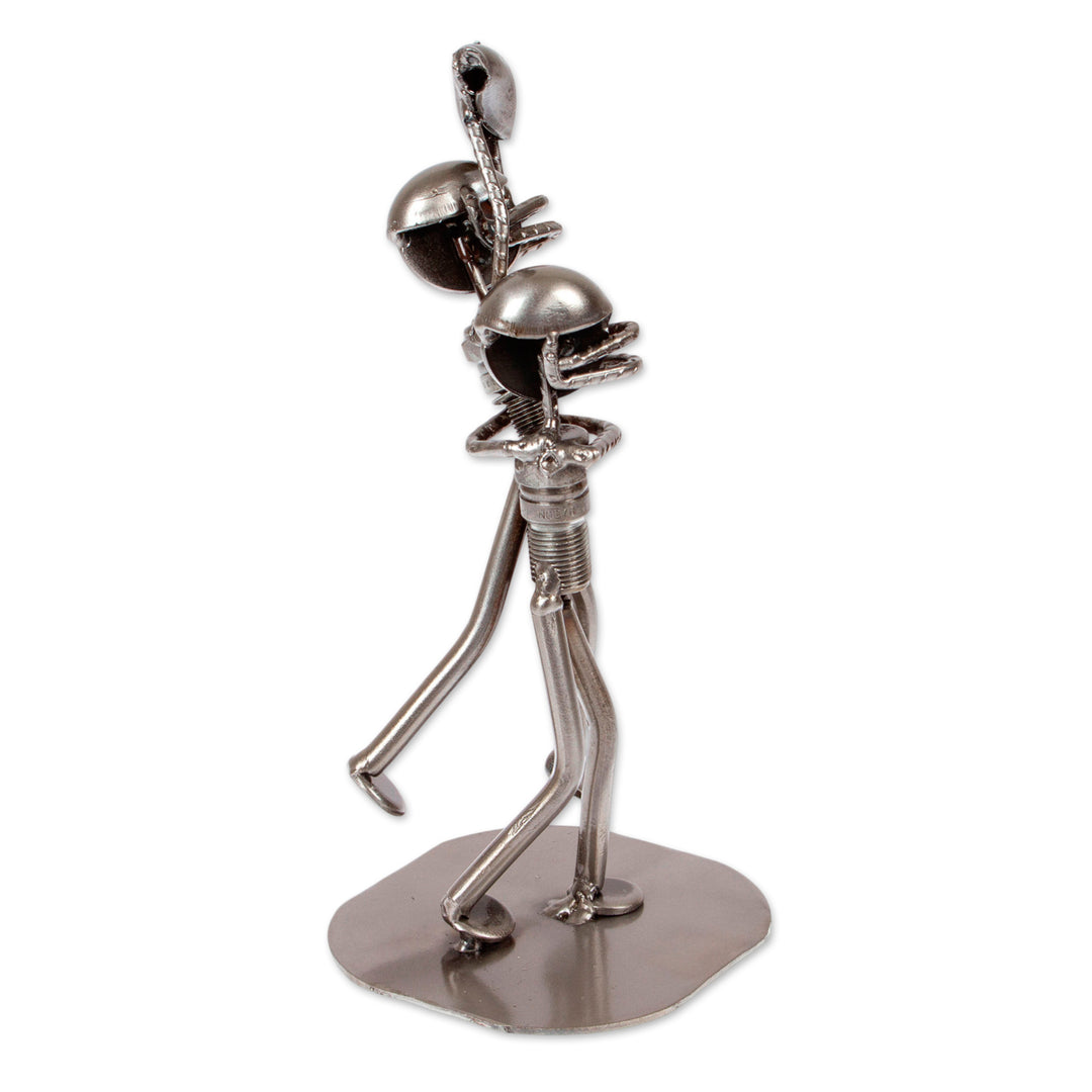 Football Sports-Themed Eco-Friendly Recycled Metal Sculpture - American Tradition