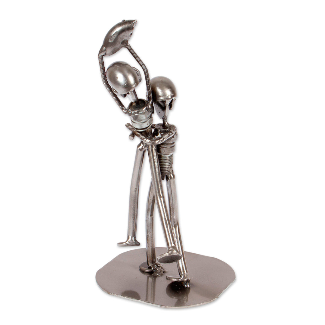 Football Sports-Themed Eco-Friendly Recycled Metal Sculpture - American Tradition