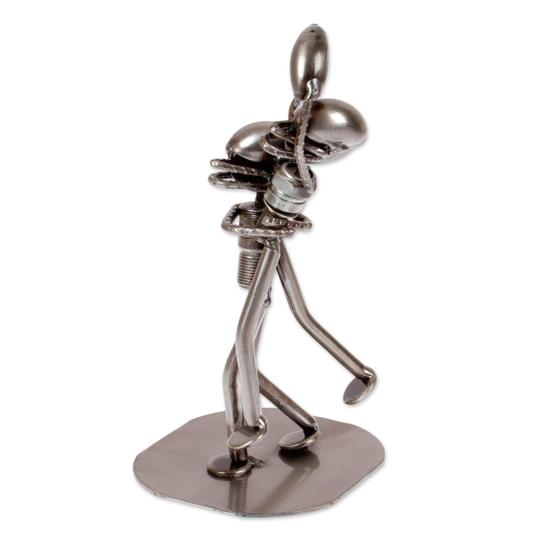 Football Sports-Themed Eco-Friendly Recycled Metal Sculpture - American Tradition