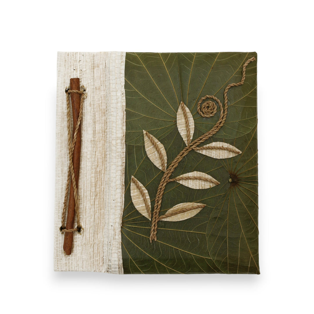 Leaf-Themed Eco-Friendly Handcrafted Natural Fiber Journal - Dried Leaves