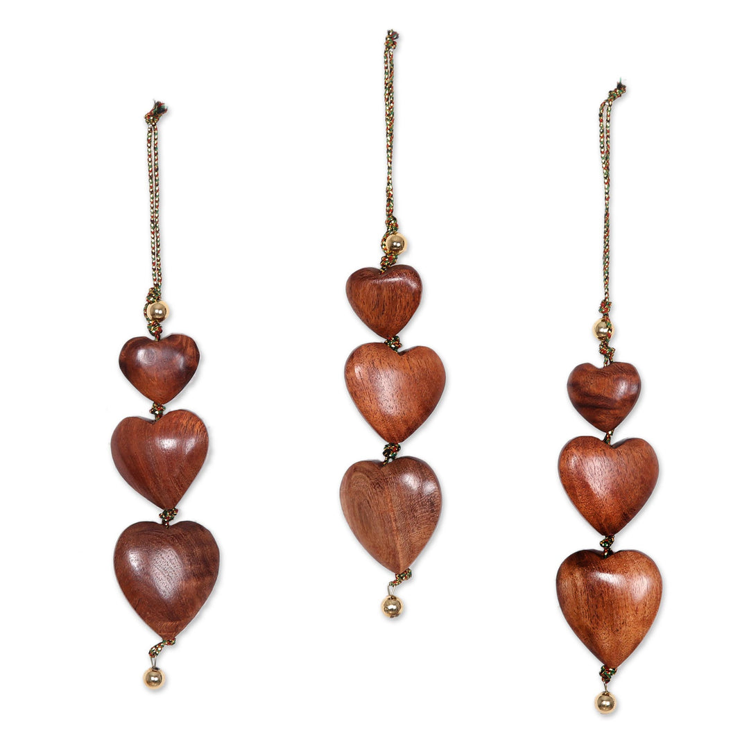 Wood ornaments (Set of 3) - Joyous Hearts