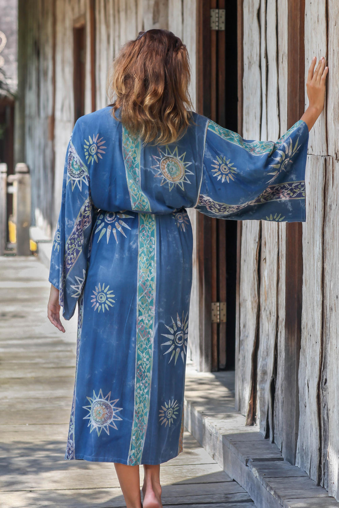 Women's Handcrafted Batik Robe - Midnight in Blue