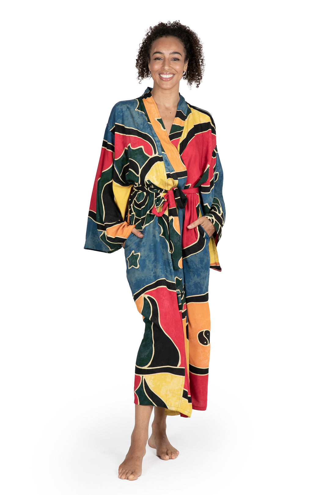 Women's Batik Patterned Robe - Paradise Peacock