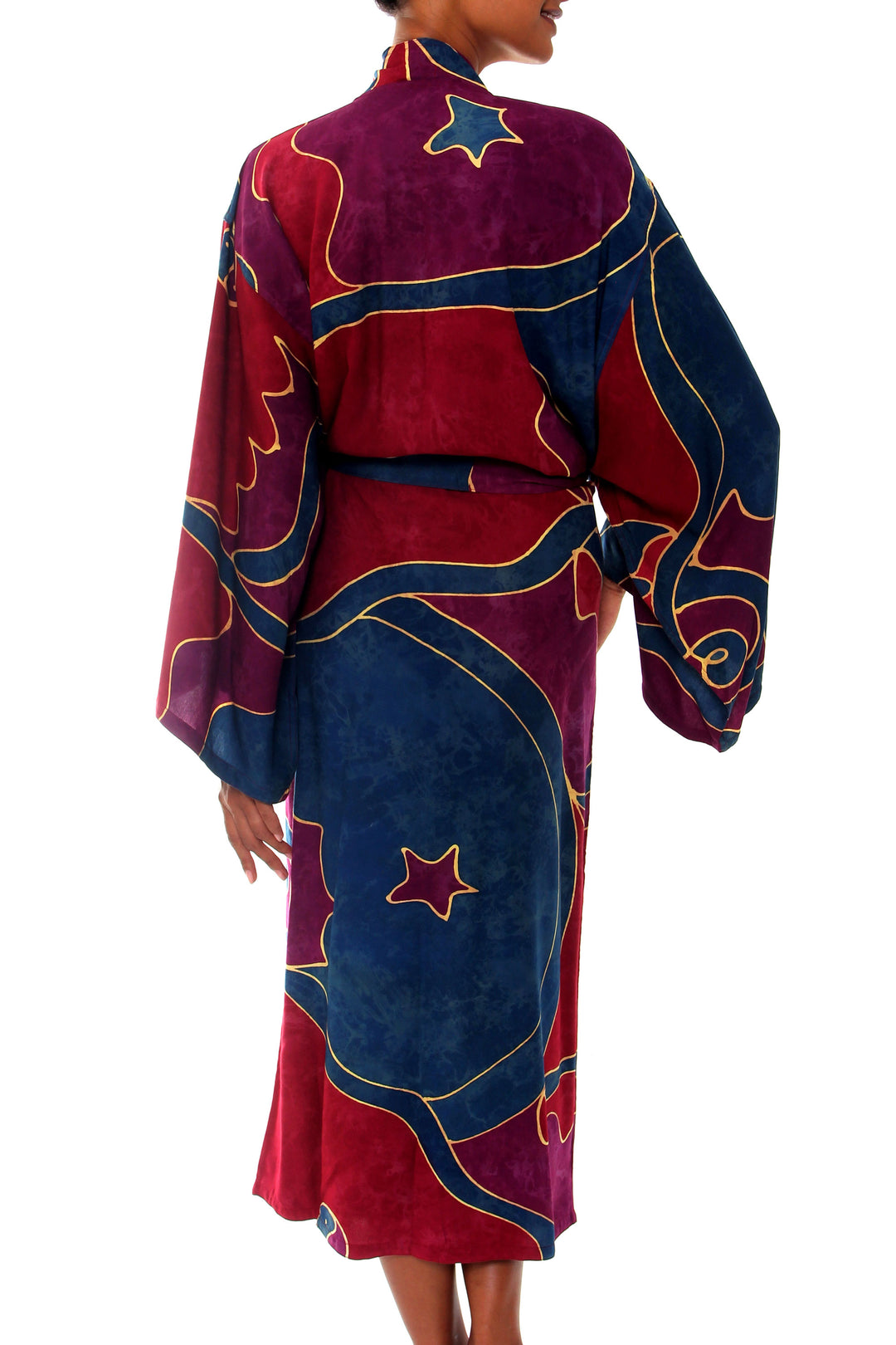 Women's Batik Patterned Robe - Exotic Blue