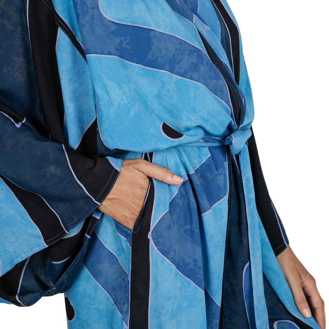 Women's Unique Batik Robe from Indonesia - Tropical Sea