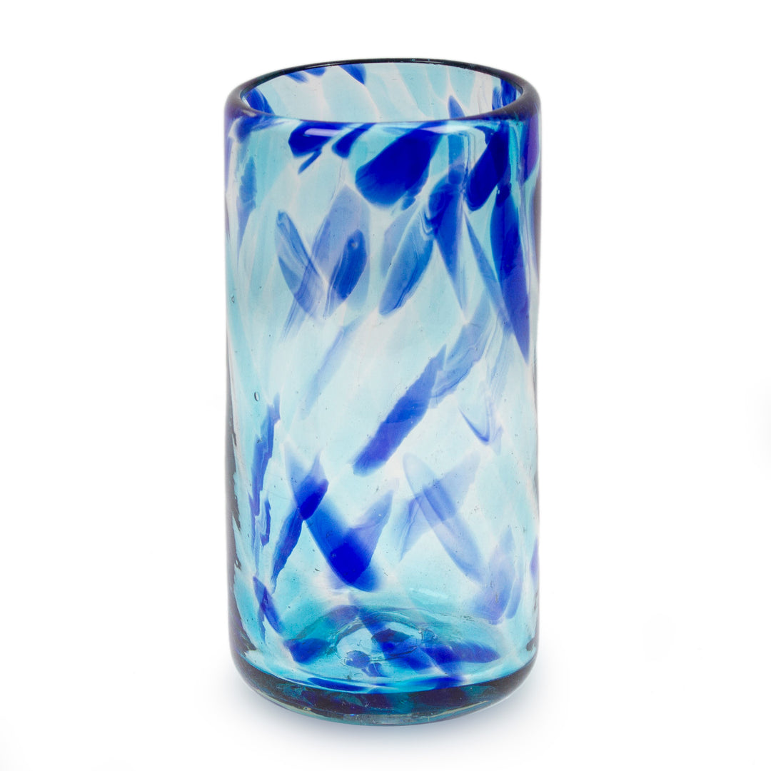 Handblown Recycled Glass Highball Glasses in Blue Hue (Pair) - All About Blue