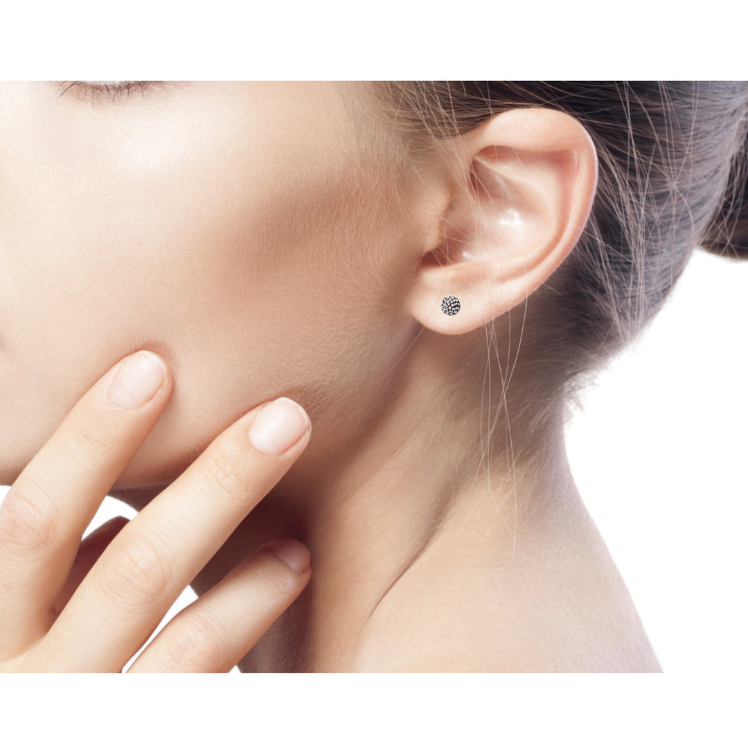Fair Trade Silver Berry Theme Stud Earrings - Shining Berry