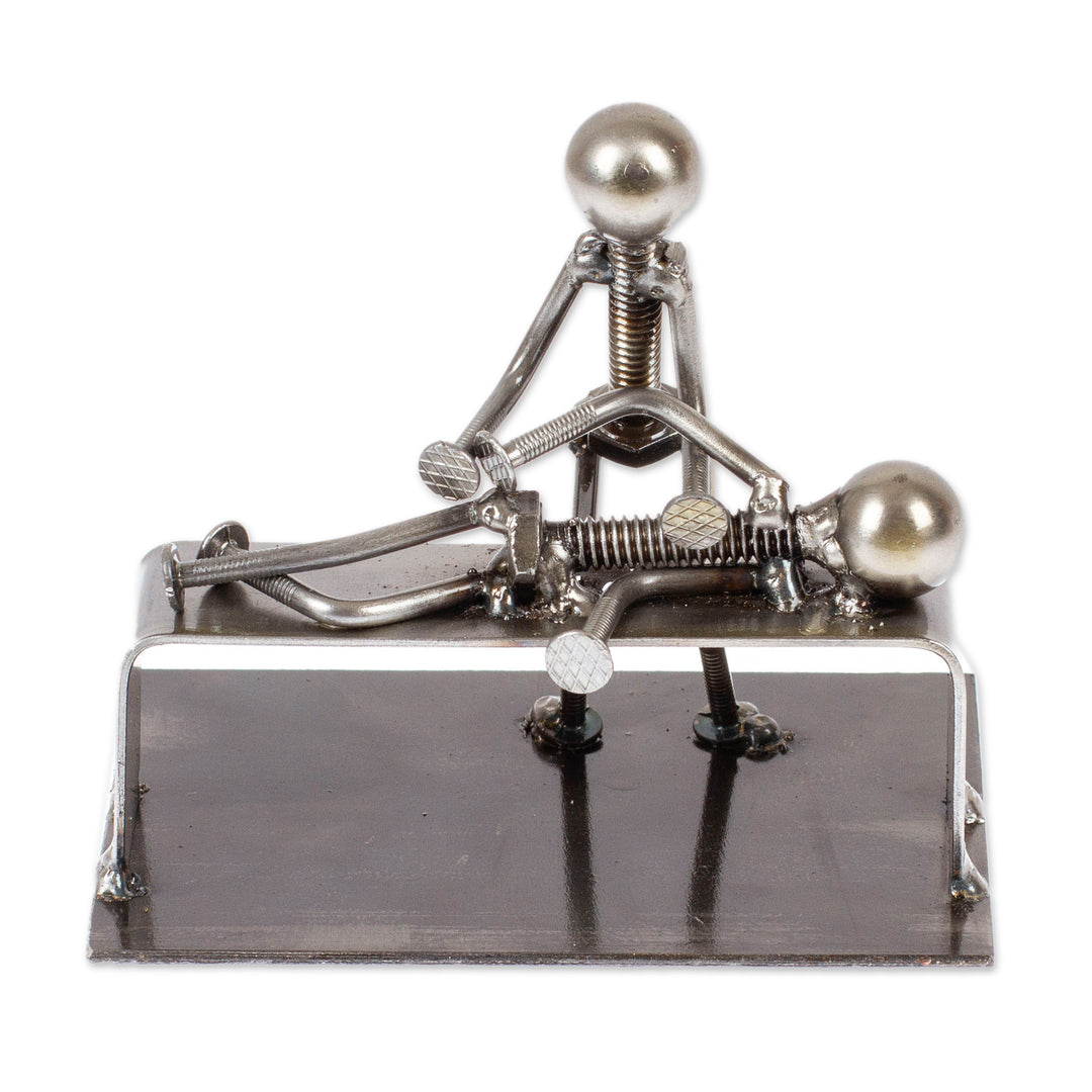 Chiropractor-Themed Rustic Modern Recycled Metal Figurine - Healing Chiropractor
