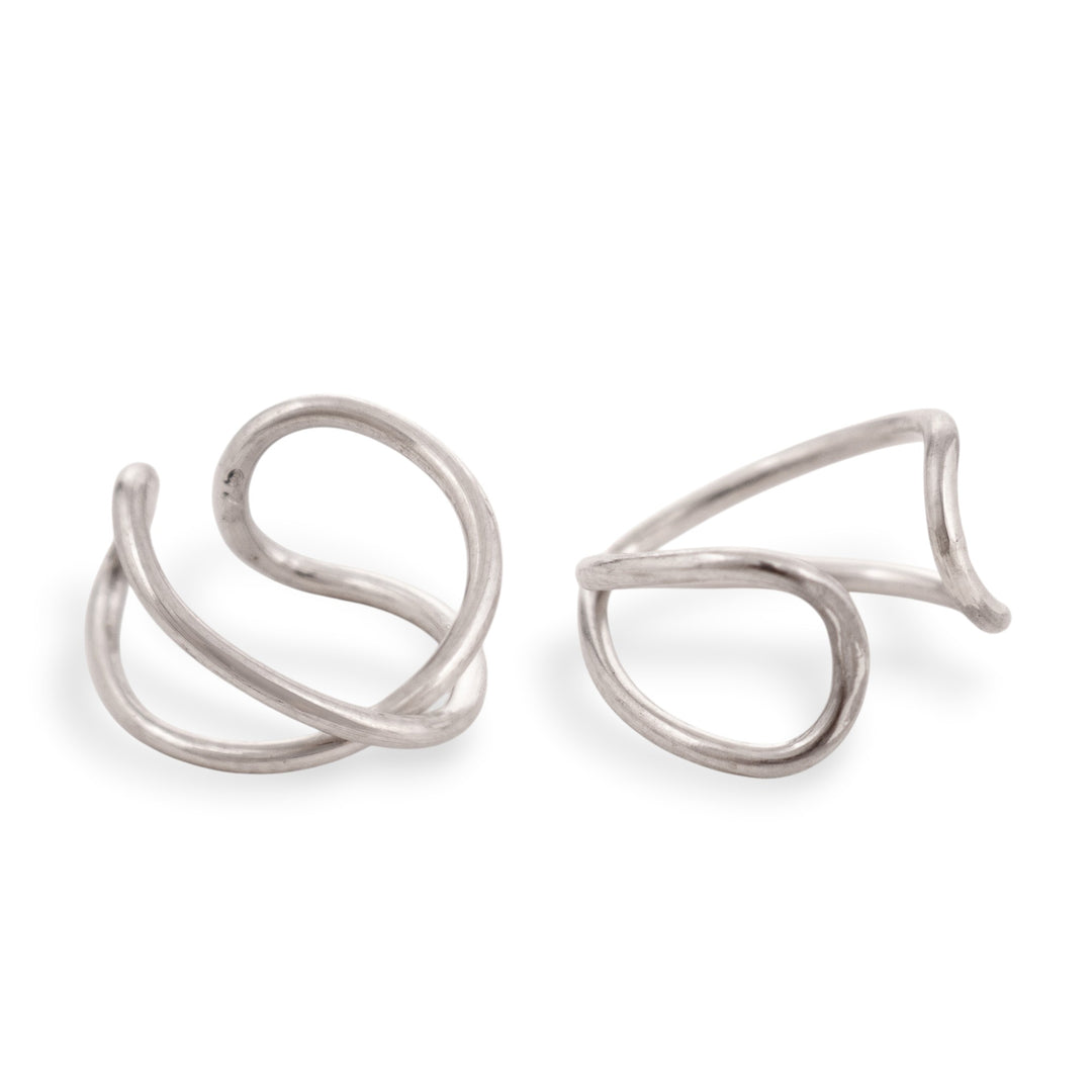Modern Minimalist Sterling Silver Ear Cuffs Crafted in Peru - Precious Connection