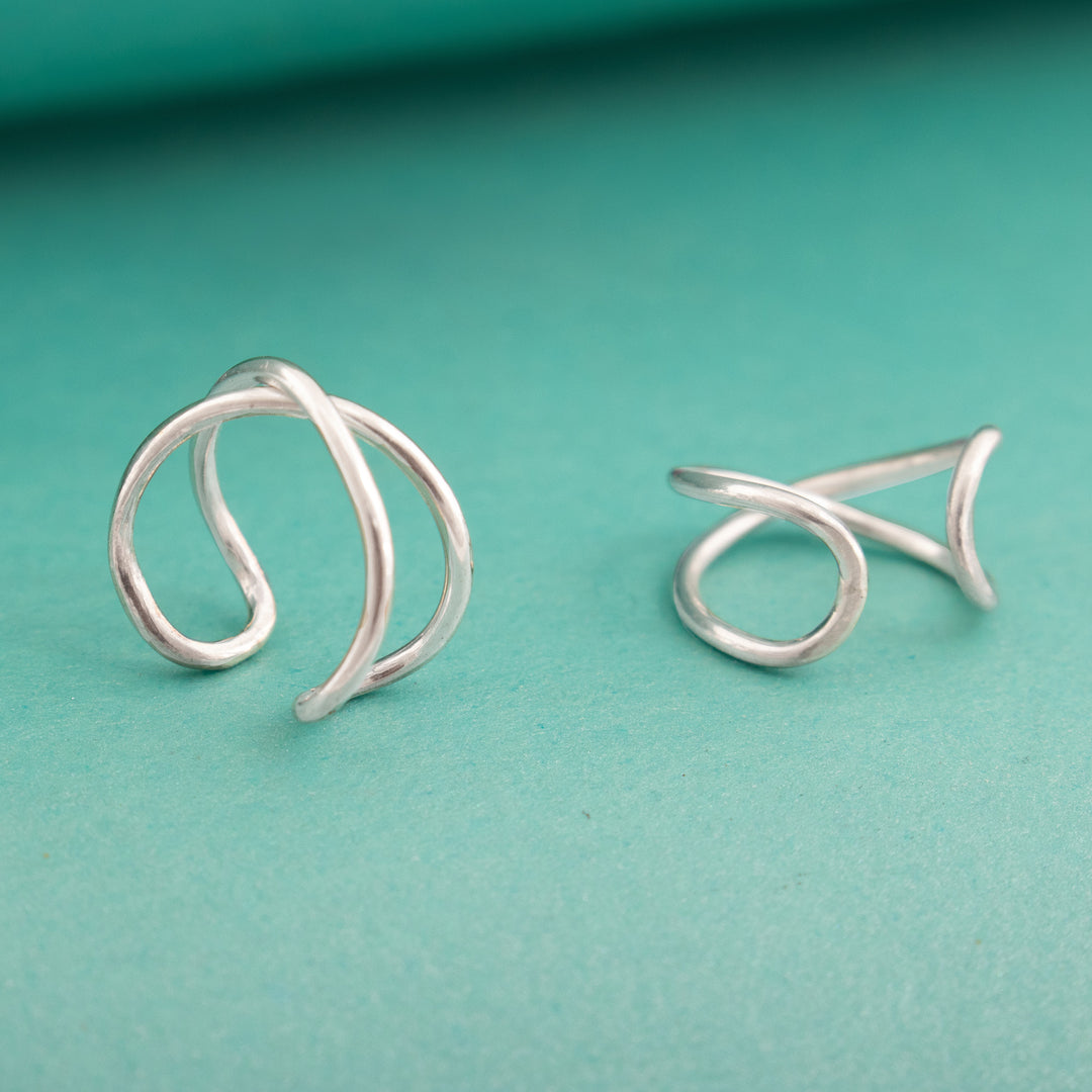 Modern Minimalist Sterling Silver Ear Cuffs Crafted in Peru - Precious Connection