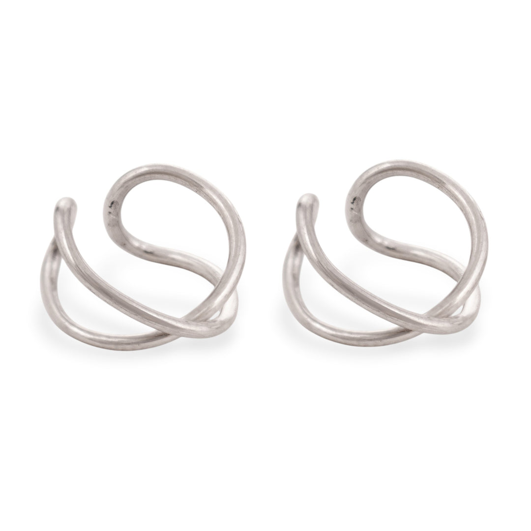 Modern Minimalist Sterling Silver Ear Cuffs Crafted in Peru - Precious Connection