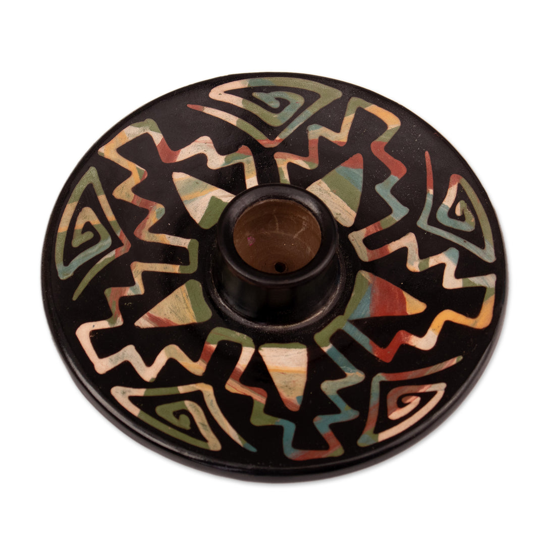 Handcrafted Geometric Round Ceramic Palo Santo Burner - Ancestral Constellation