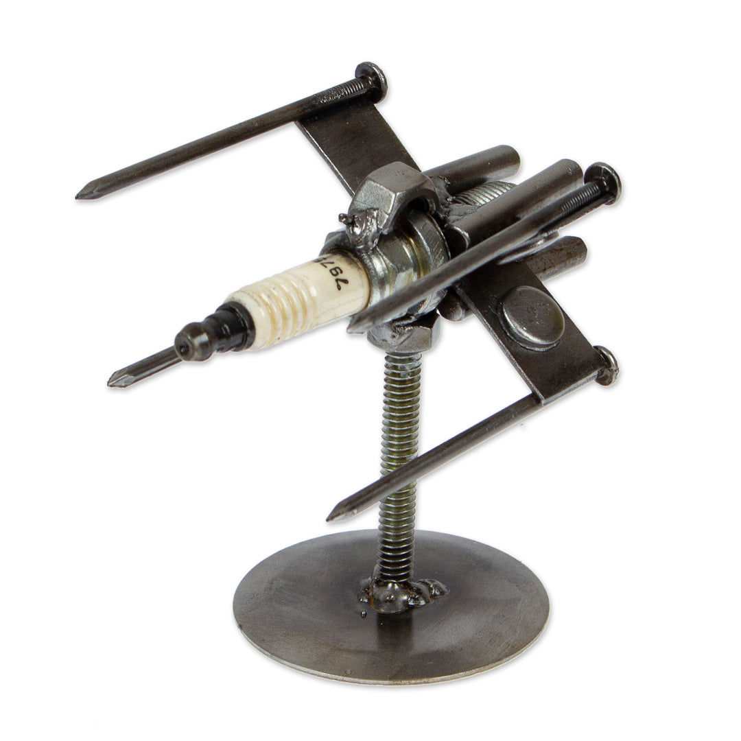 Eco-Friendly Inspirational Recycled Metal Spaceship Figurine - Another Cosmos