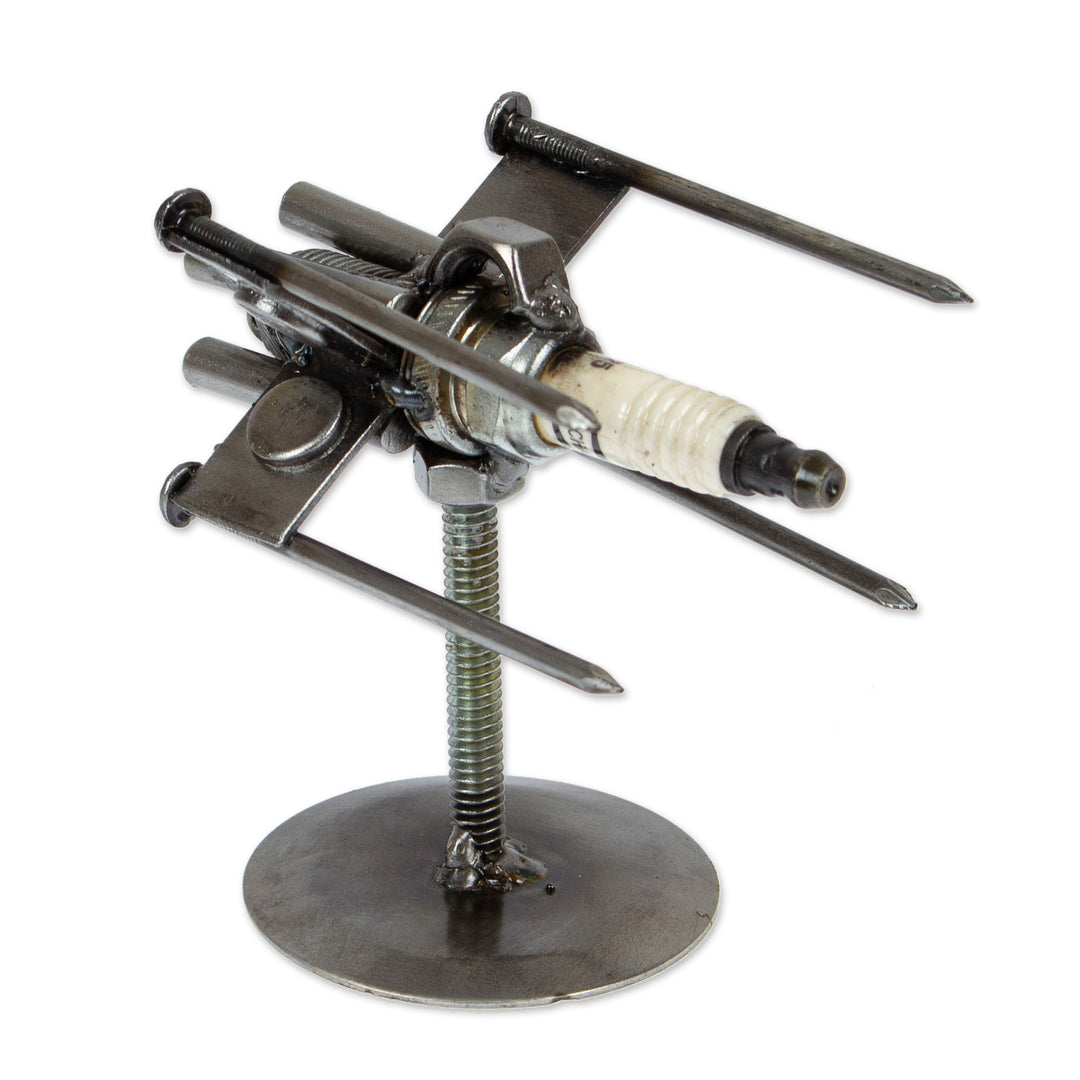 Eco-Friendly Inspirational Recycled Metal Spaceship Figurine - Another Cosmos