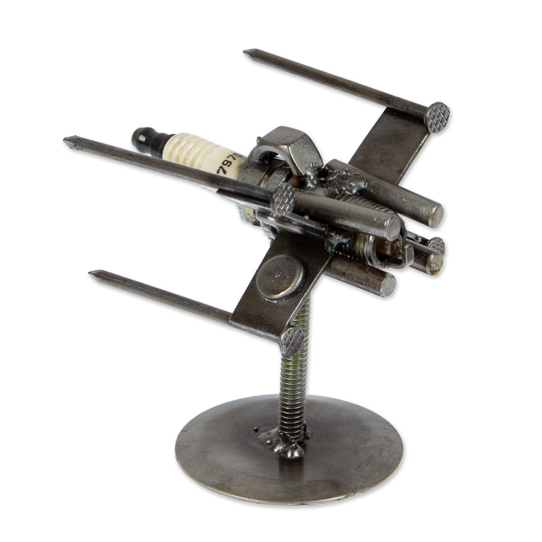 Eco-Friendly Inspirational Recycled Metal Spaceship Figurine - Another Cosmos