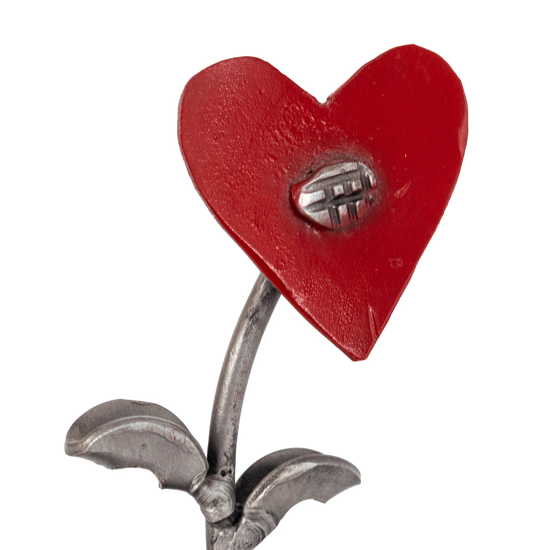 Eco-Friendly Heart-Shaped Recycled Metal Flower Figurine - Loving Petal