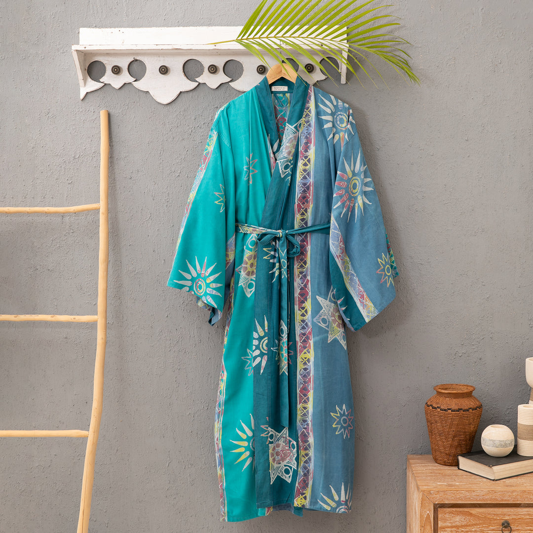 Women's Unique Batik Robe - Green Baliku