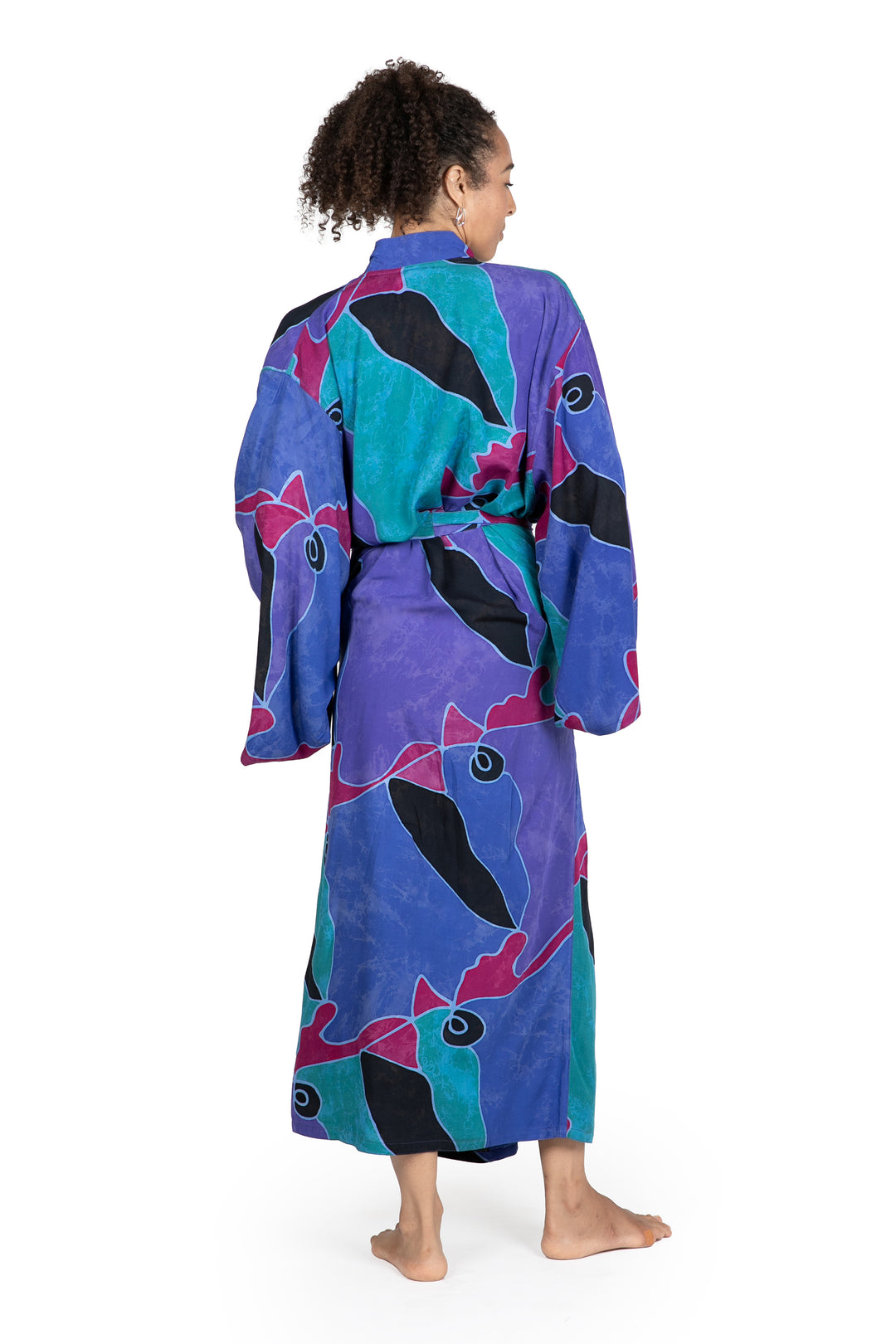 Women's Batik Patterned Robe - Turquoise Ocean