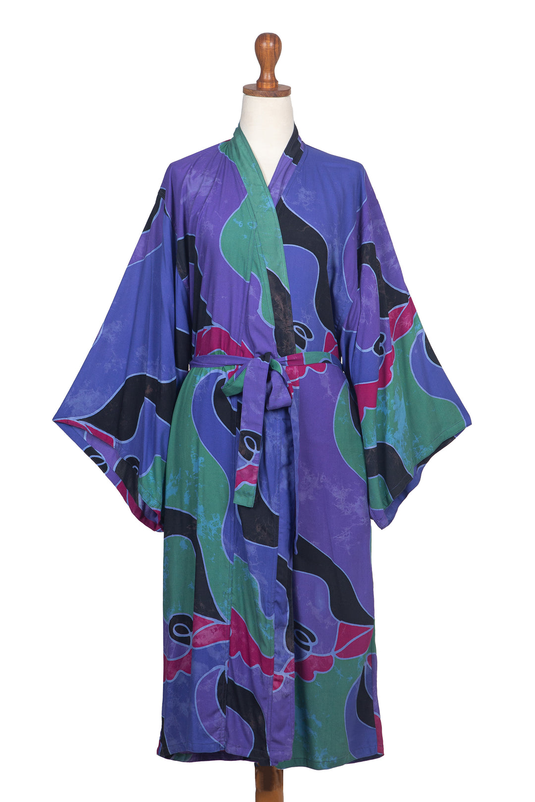 Women's Batik Patterned Robe - Turquoise Ocean