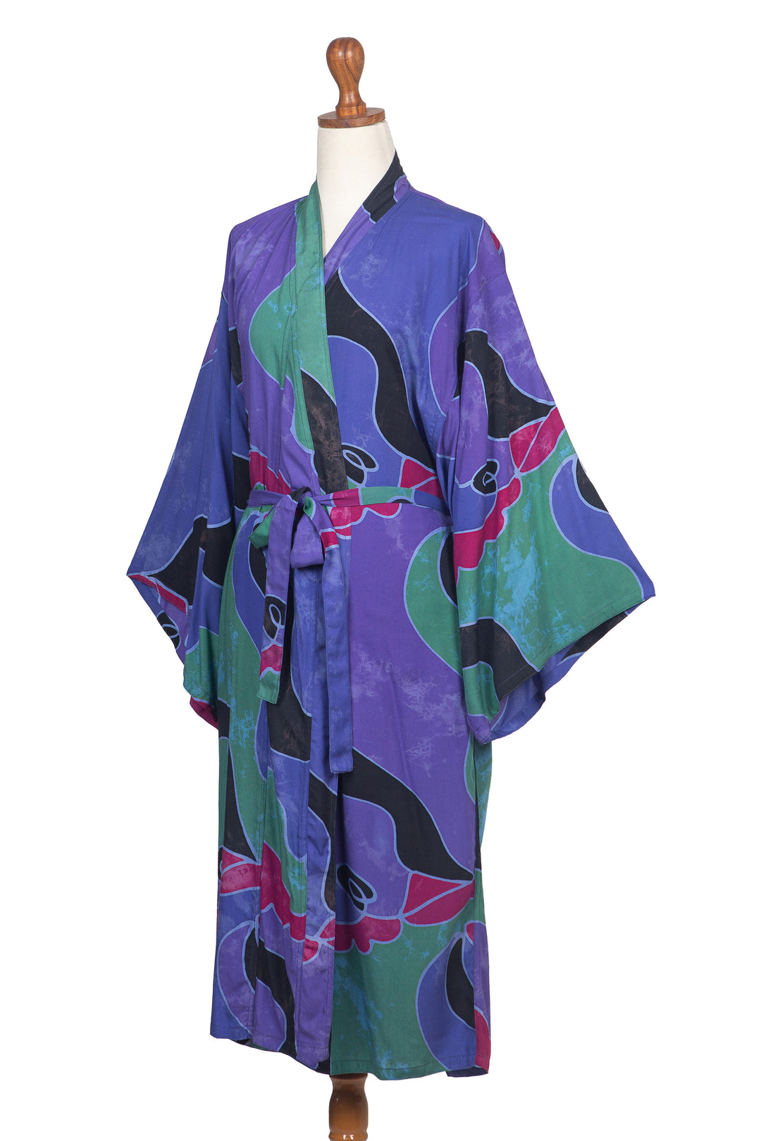 Women's Batik Patterned Robe - Turquoise Ocean