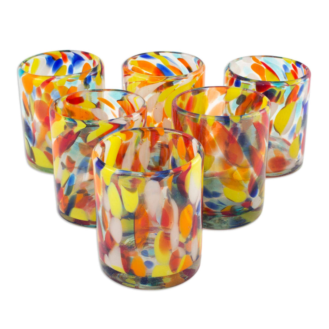 Unique Handblown Recycled Glass Juice Drinkware from Mexico - Liquid Confetti