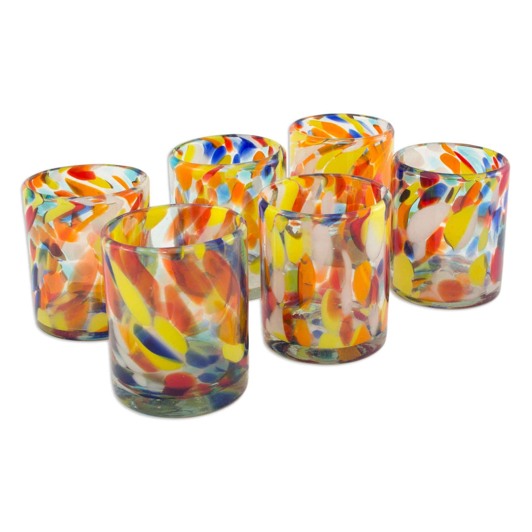 Unique Handblown Recycled Glass Juice Drinkware from Mexico - Liquid Confetti