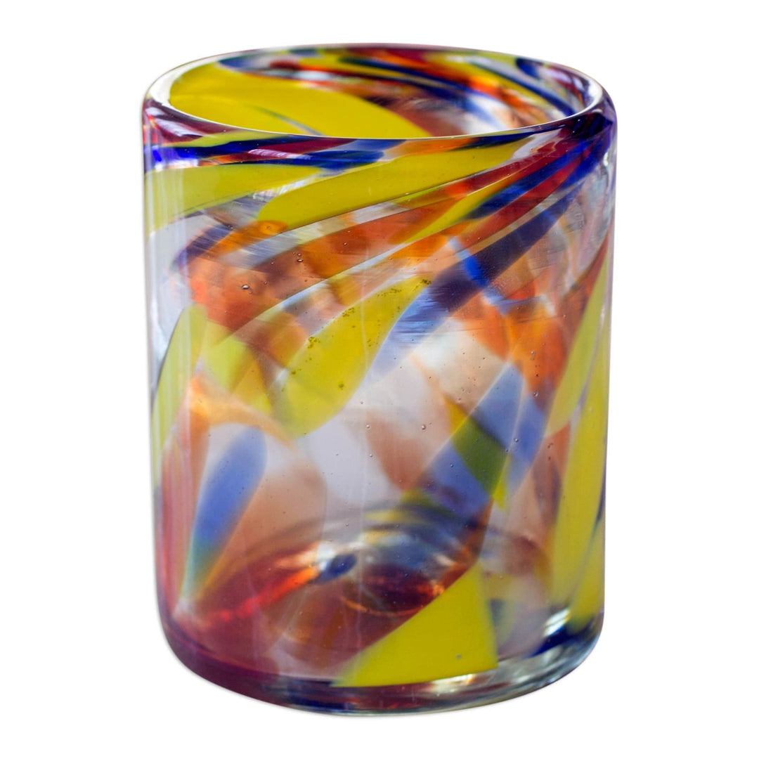 Unique Handblown Recycled Glass Juice Drinkware from Mexico - Liquid Confetti
