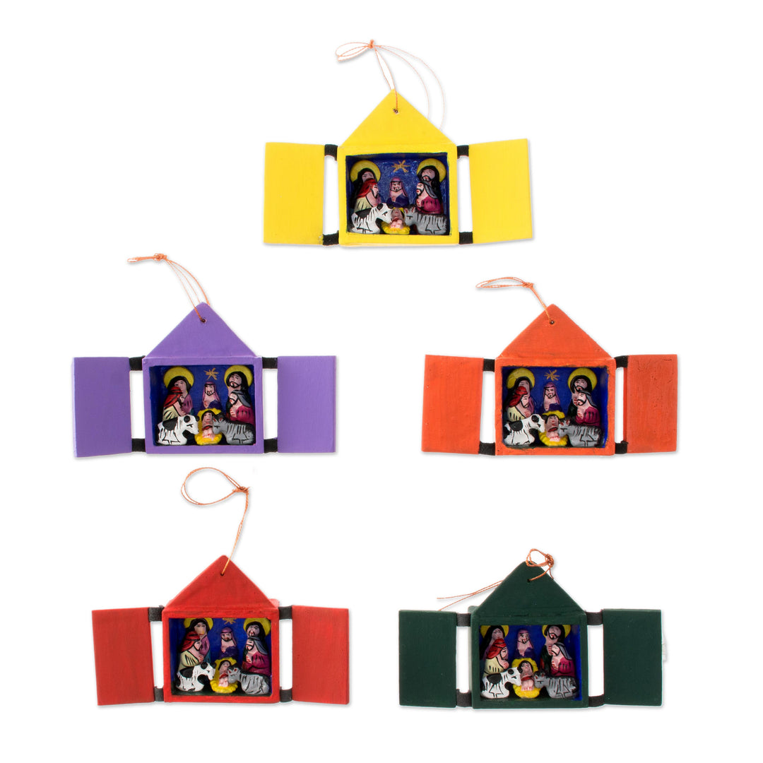 Christmas Ornaments Nativity Scene Set of 5 Handmade in Peru - Retablos