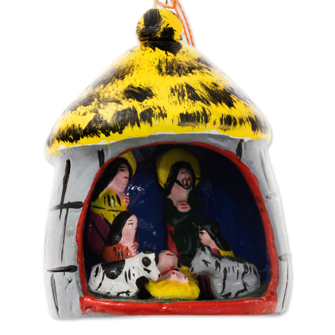 Hand Made Religious Wood Christmas Ornaments (Set of 4) - Nativity