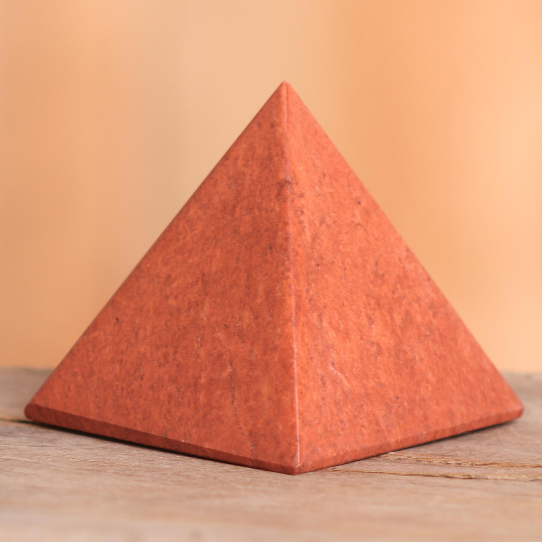 Artisan Crafted Gemstone Jasper Pyramid Sculpture - Pyramid of Dreams
