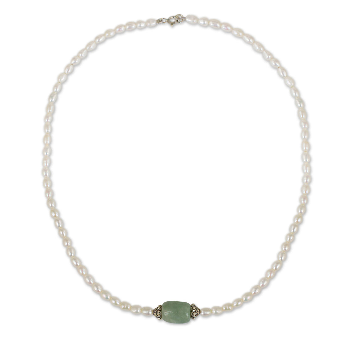 Handcrafted Pearl and Jade Necklace - Touch of Life