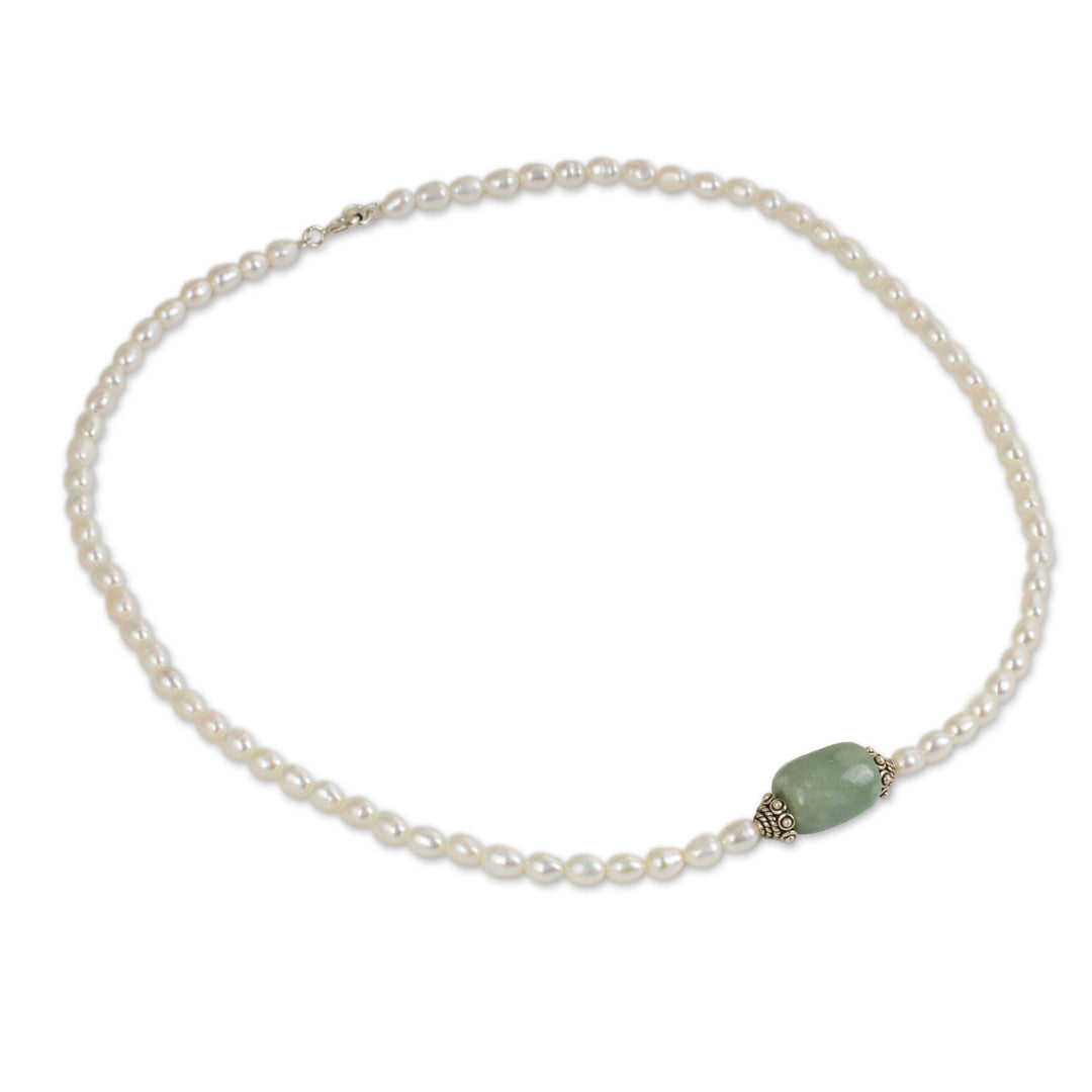 Handcrafted Pearl and Jade Necklace - Touch of Life