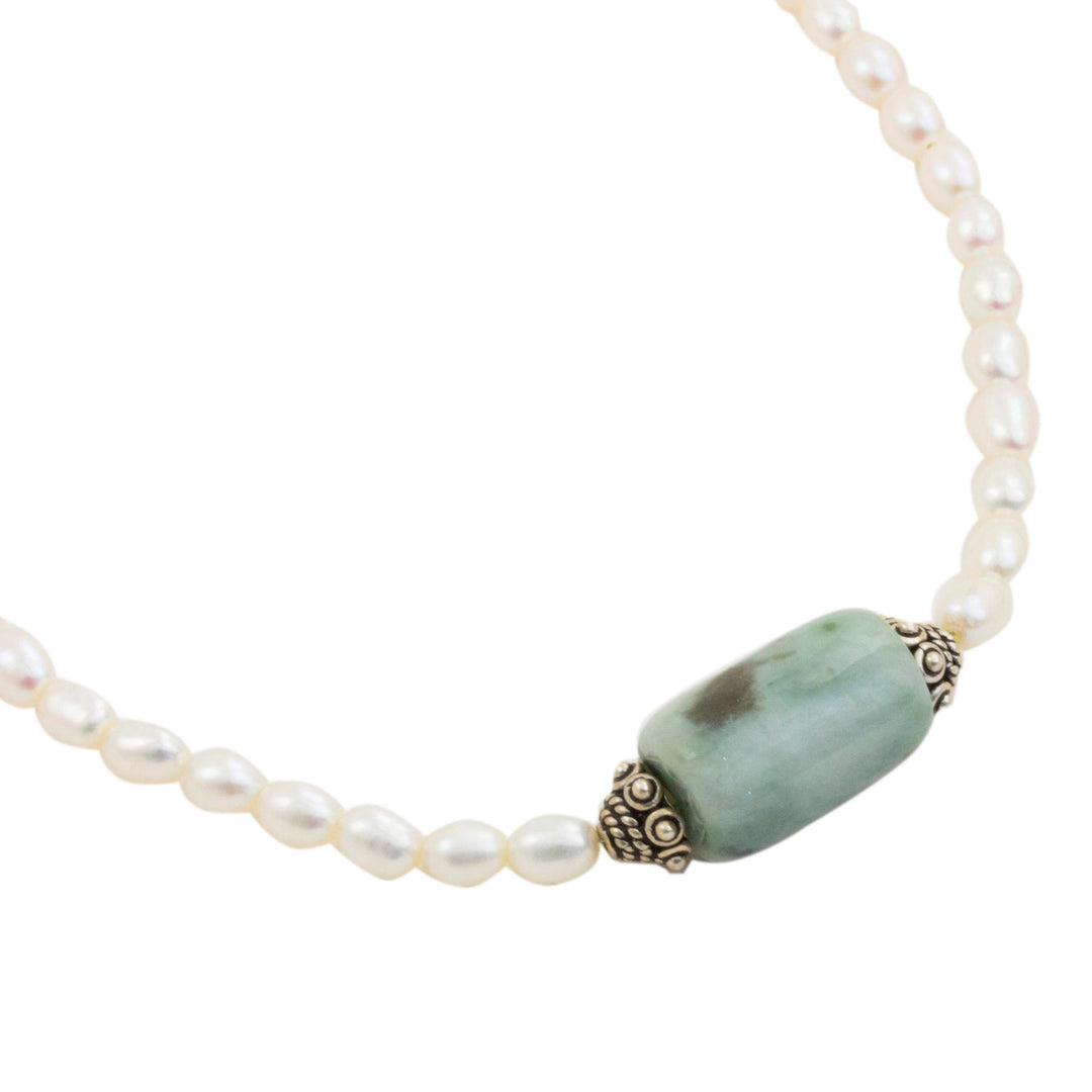 Handcrafted Pearl and Jade Necklace - Touch of Life