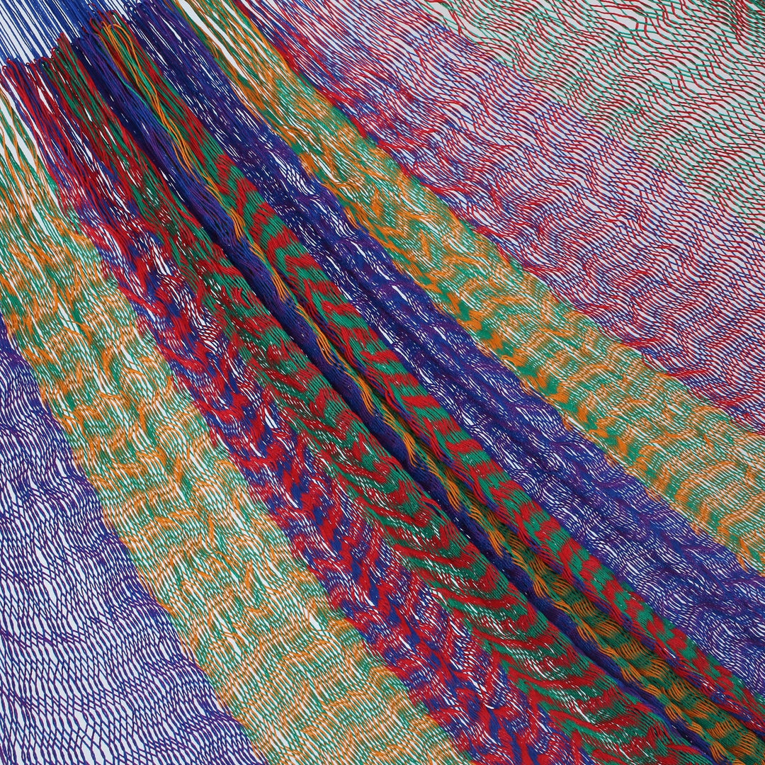 Hand Made Patterned Blue and Bright Mayan Hammock (Double) - Rainbow Seascape