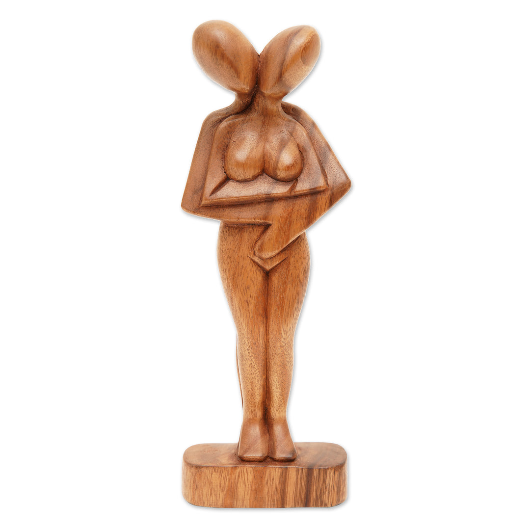 Romantic Suar Wood Sculpture - Don't Let Go