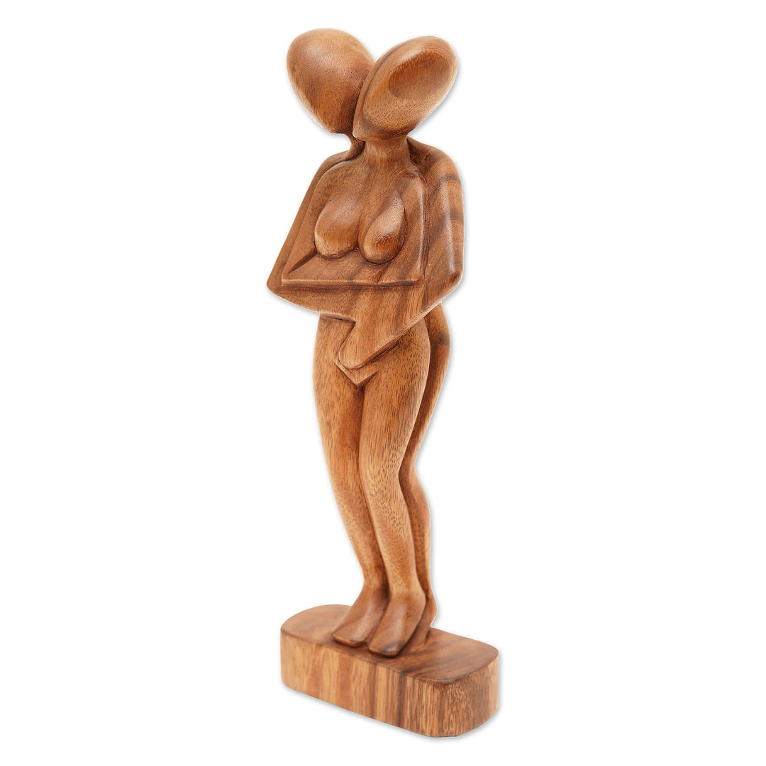 Romantic Suar Wood Sculpture - Don't Let Go