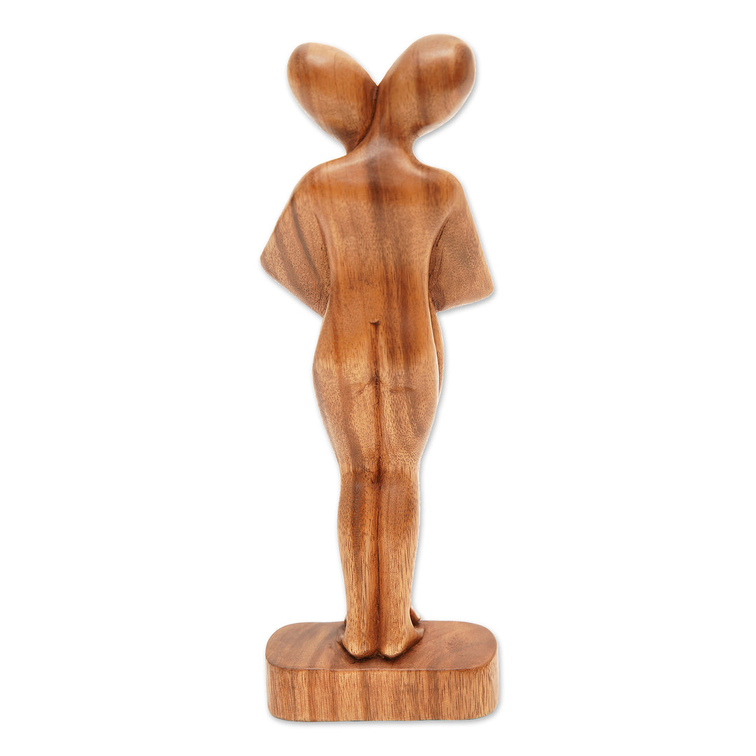 Romantic Suar Wood Sculpture - Don't Let Go