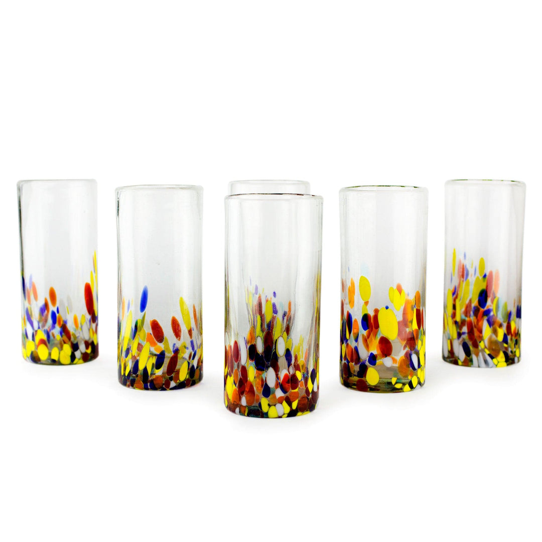 Colorful Handblown Glass Highball Cocktail (Set of 6) - Confetti