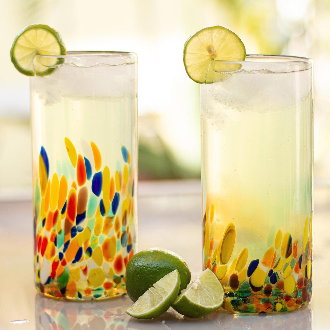 Colorful Handblown Glass Highball Cocktail (Set of 6) - Confetti