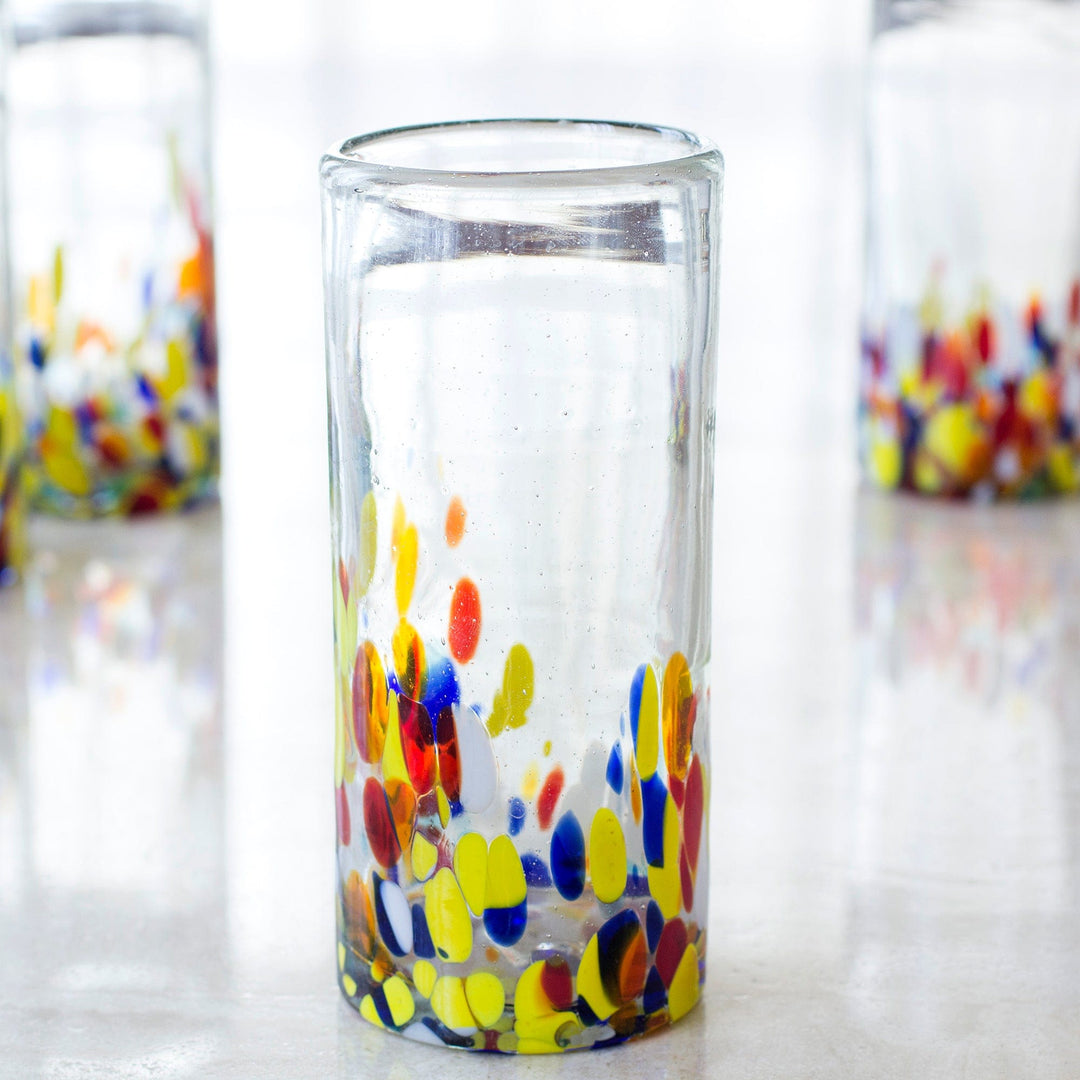 Colorful Handblown Glass Highball Cocktail (Set of 6) - Confetti