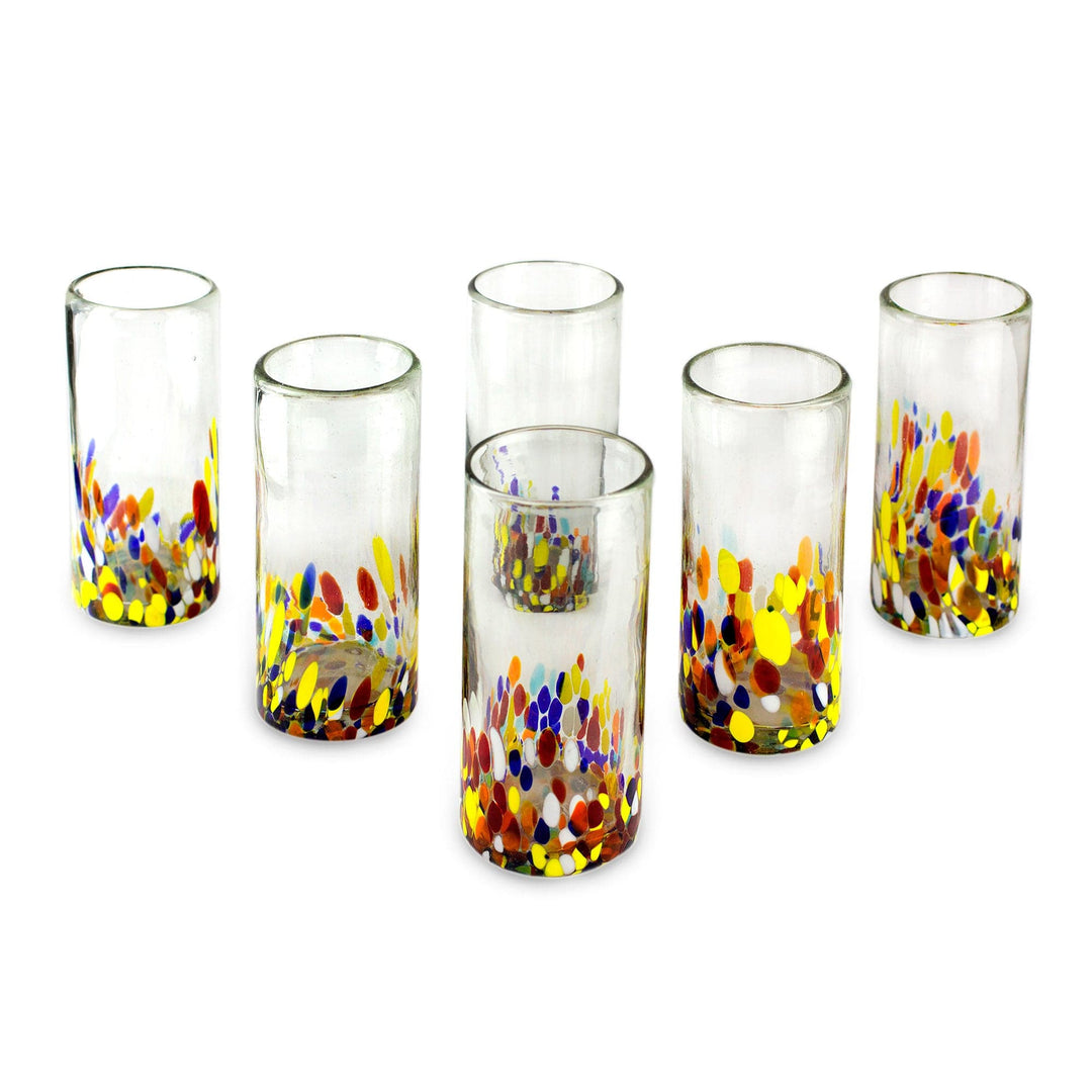 Colorful Handblown Glass Highball Cocktail (Set of 6) - Confetti
