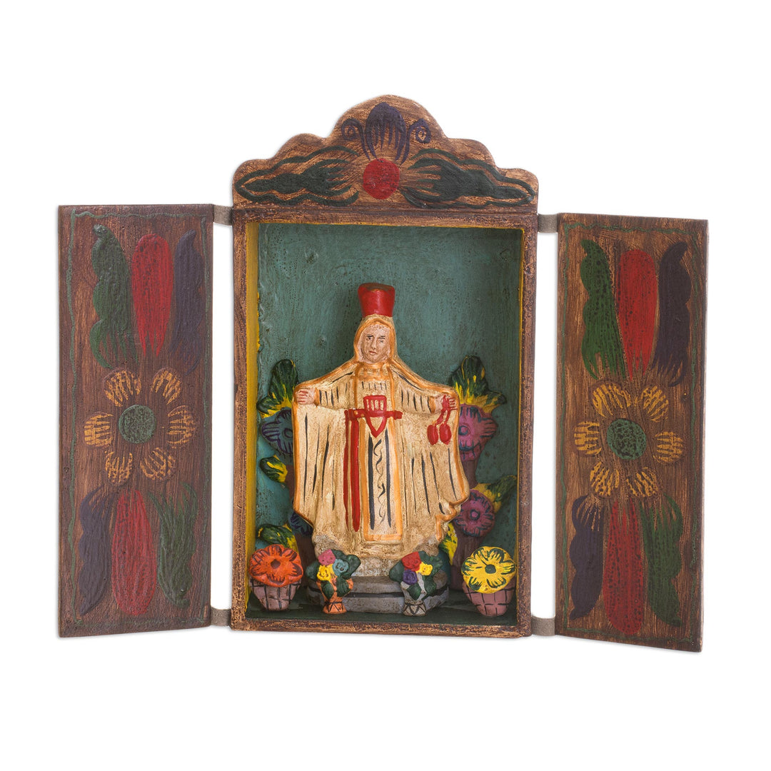 Handmade Folk Art Retablo Sculpture of the Virgen del Carmen - Our Lady of Mount Carmel