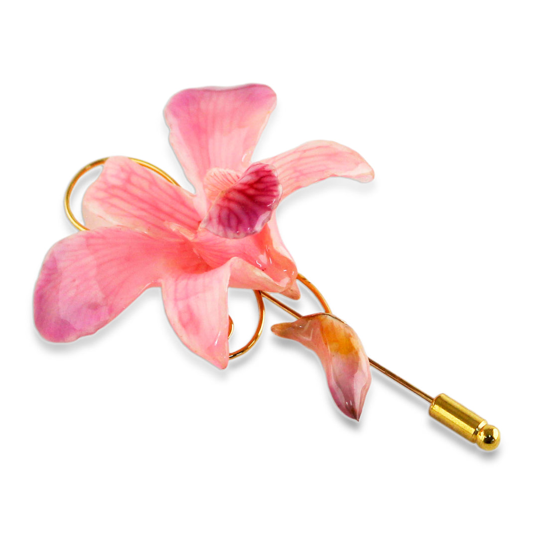 Unique Natural Flower Gold Plated Brooch Pin - Eternal Orchid