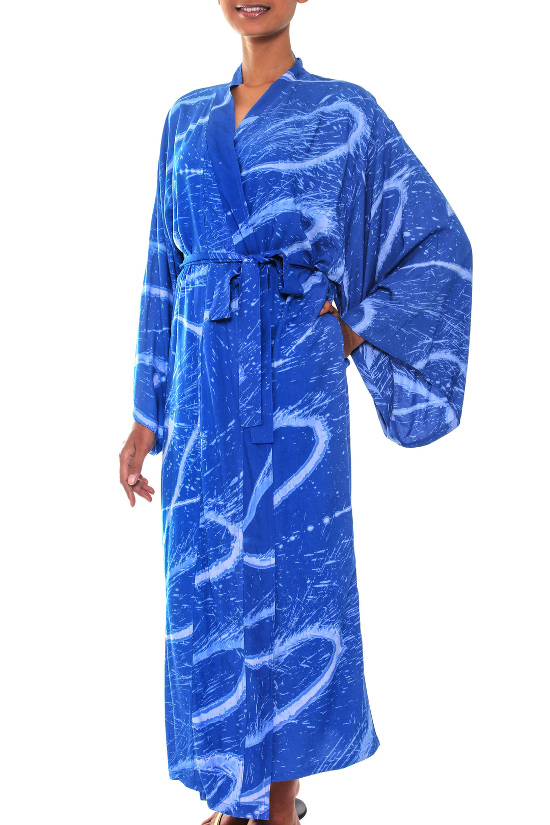 Women's Batik Patterned Robe - Sea of Sapphire