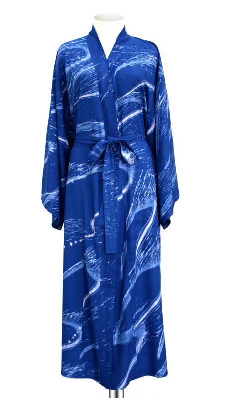Women's Batik Patterned Robe - Sea of Sapphire