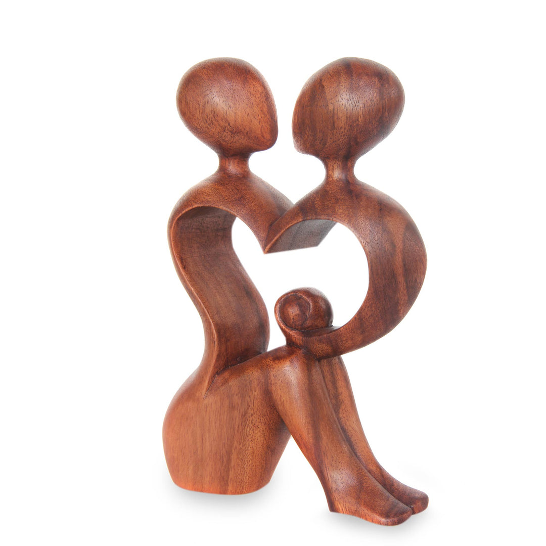 Romantic Wood Sculpture - A Heart Shared by Two