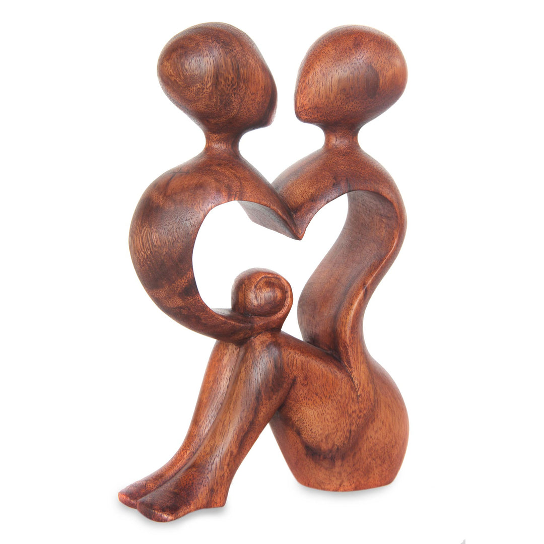 Romantic Wood Sculpture - A Heart Shared by Two